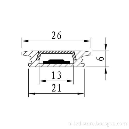 Recessed LED Aluminum Profile for Furniture Lighting